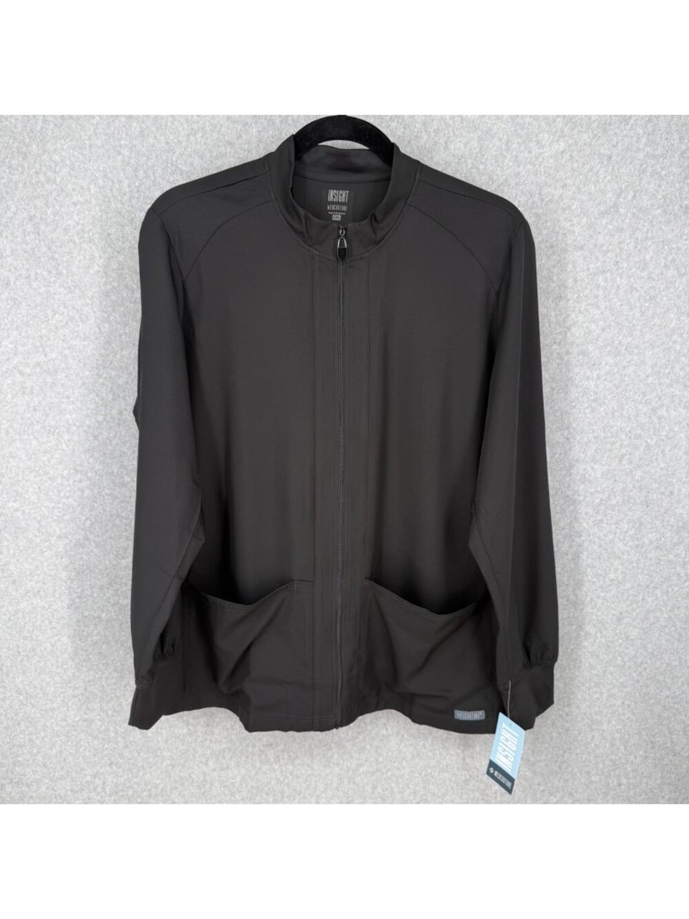 Med Couture Insight 3 Pocket Zip Front Warm Up Scrub Jacket Size 2XL Black NEW
